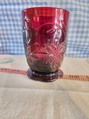 vintage Princess House Fantasia ruby red poinsettia glass